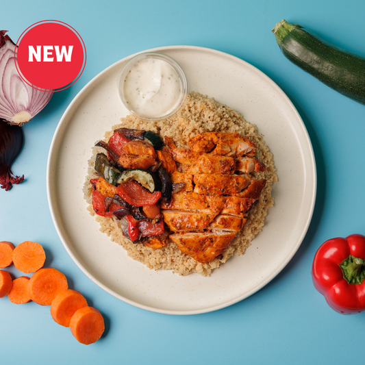 Honey Harissa Chicken, Couscous and Roasted Veg