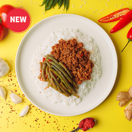Korean Mince Bowl, Jasmine Rice and Chilli Beans