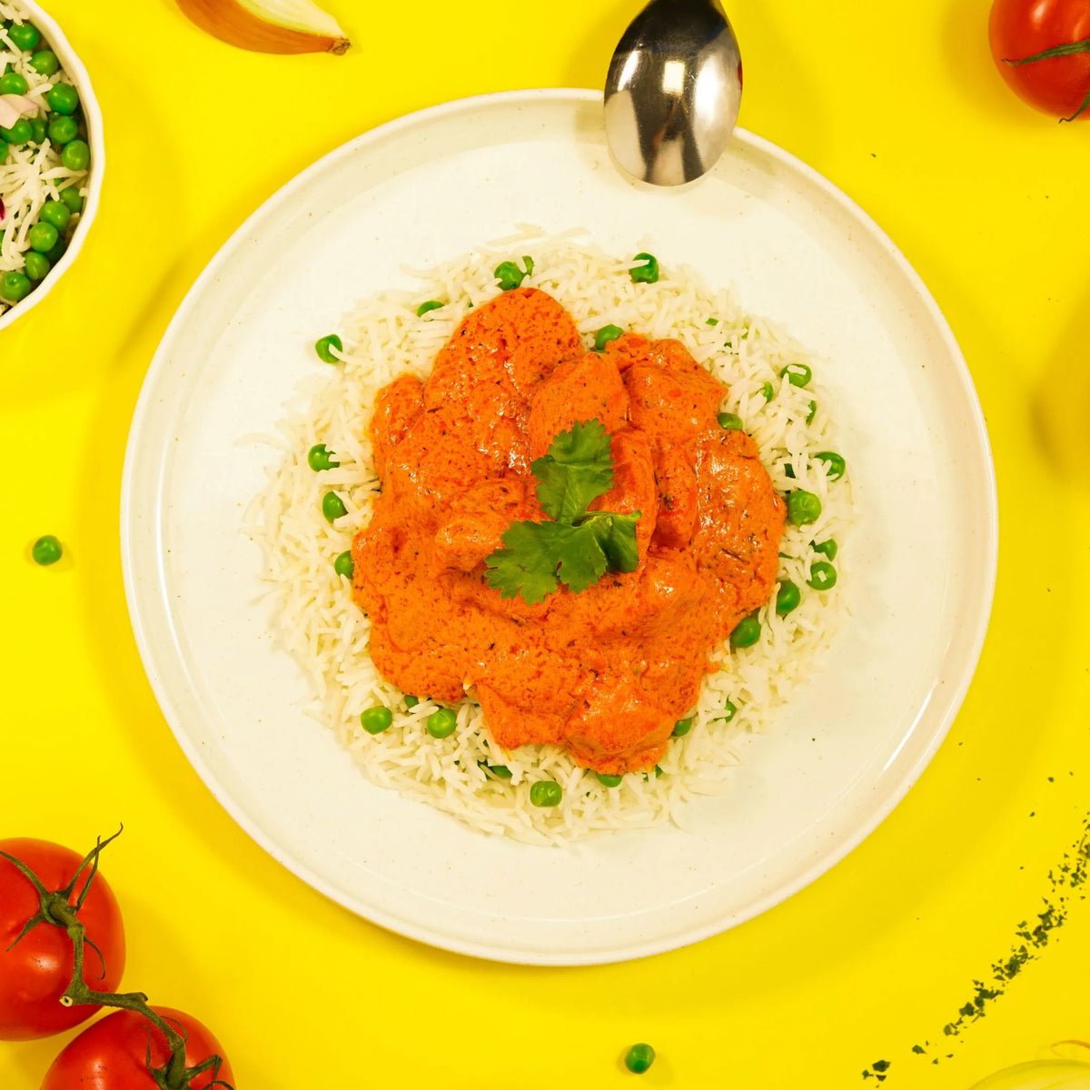 Smokey Butter Chicken and Peas Pilau