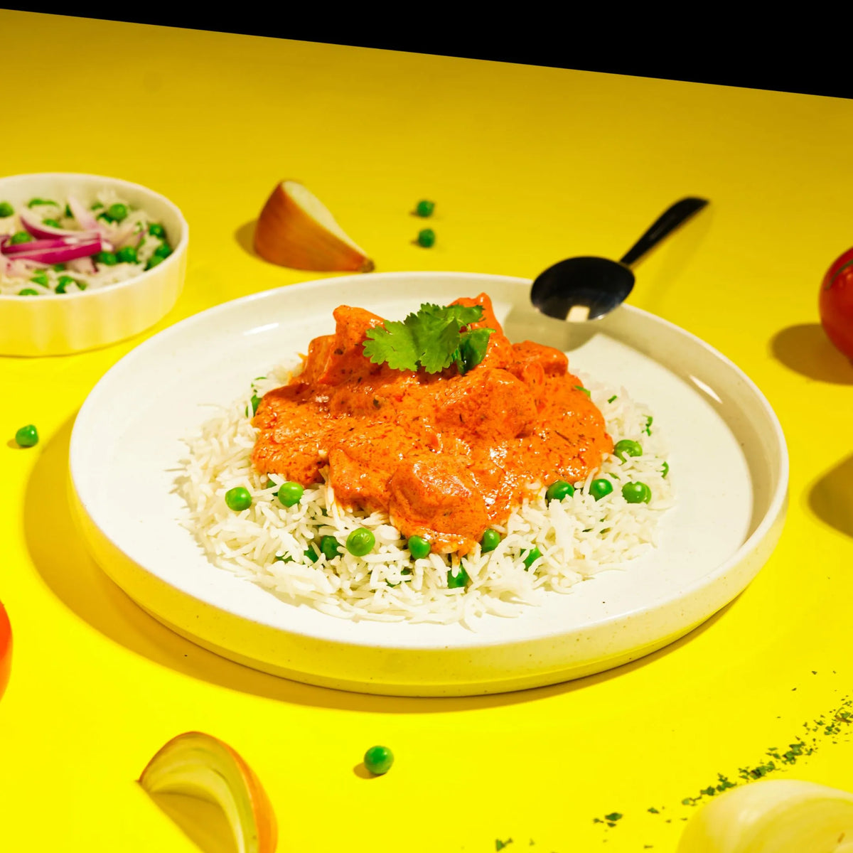 Smokey Butter Chicken and Peas Pilau