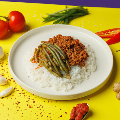 Korean Mince Bowl, Jasmine Rice and Chilli Beans