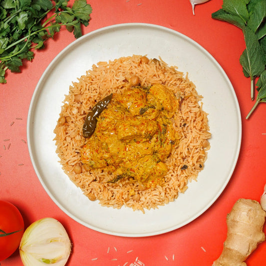 Chicken Korma and Chickpea Pilau