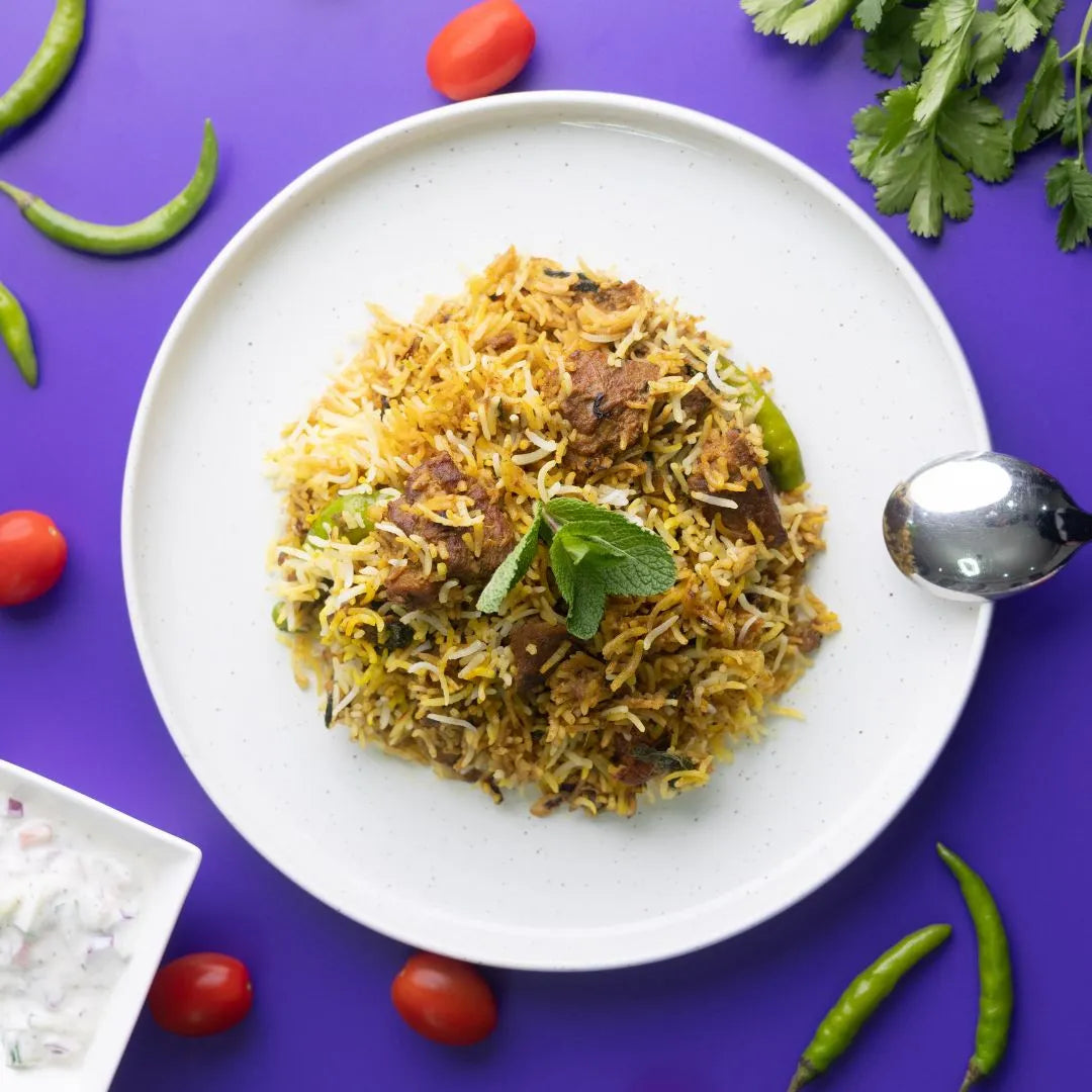 Hyderabadi Lamb Biryani and Carrot Chutney