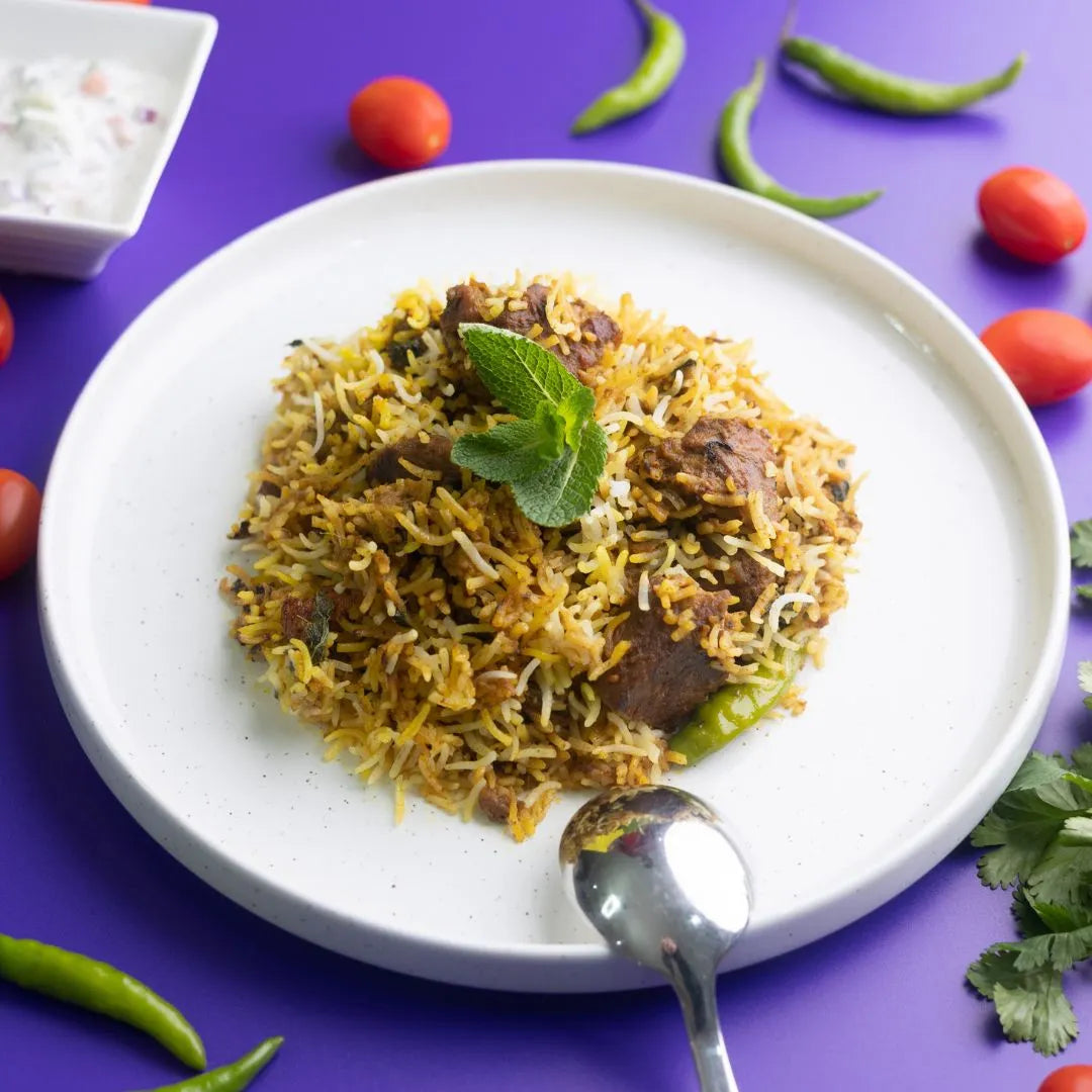 Hyderabadi Lamb Biryani and Carrot Chutney