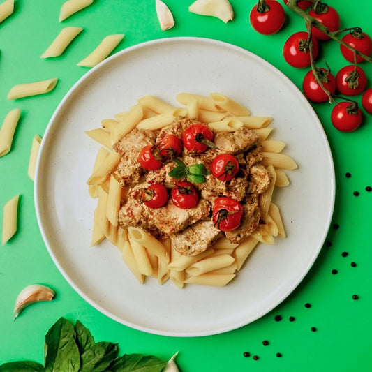 Pesto Chicken, Roasted Cherry Tomatoes and Penne Pasta