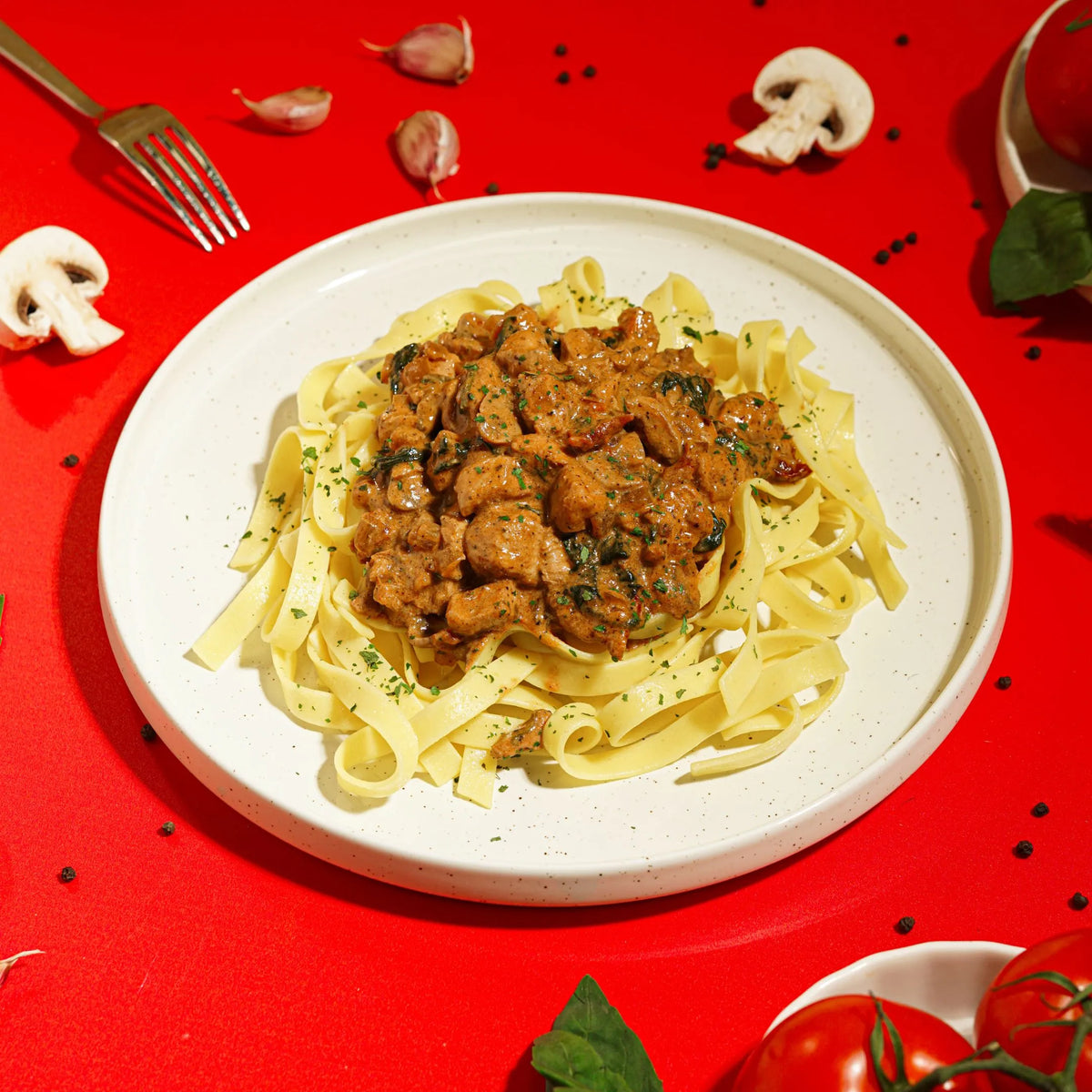 Creamy Tuscan Chicken and Tagliatelle